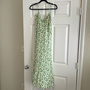 Green and White Floral Zara Midi Dress